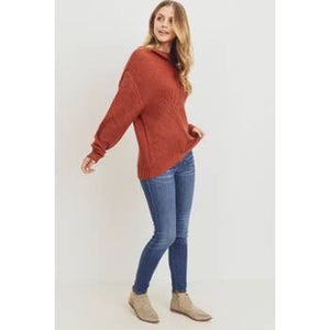 Rust Mock Neck Sweater