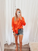 Load image into Gallery viewer, Classic Satin Button Down Shirt - Orange