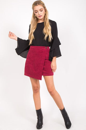 FINAL SALE - Cranberry Corduroy Skirt