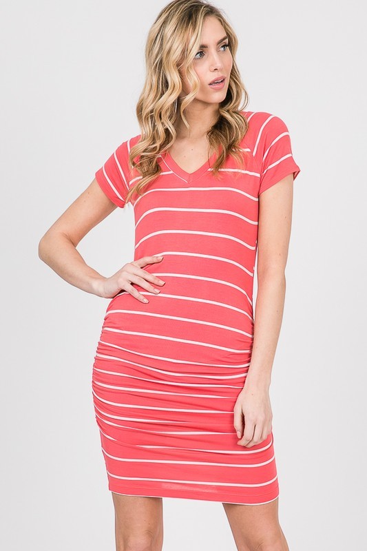 FINAL SALE - Ruched Striped Dress