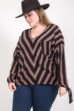 Load image into Gallery viewer, FINAL SALE - Tie Sleeve Striped Blouse