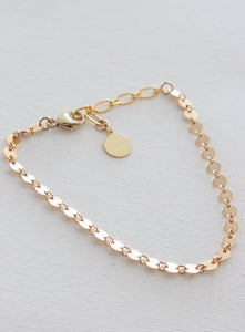 Gold Filled Round Textured Disc Bracelet