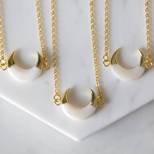 White Shell + Gold Horn Necklace