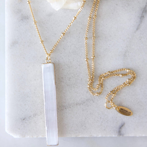 Gypsum Drop Long Necklace