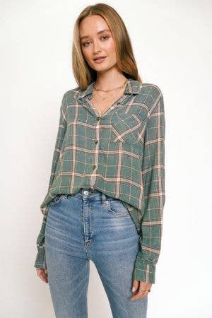 Vintage Olive Plaid Shirt