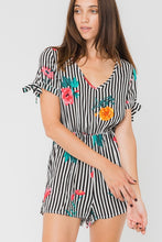 Load image into Gallery viewer, FINAL SALE - Striped Floral Romper