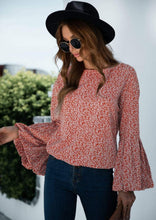 Load image into Gallery viewer, Bell Sleeve Floral Print Blouse