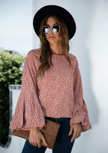 Bell Sleeve Floral Print Blouse