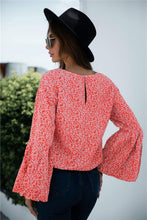 Load image into Gallery viewer, Bell Sleeve Floral Print Blouse