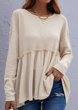 Load image into Gallery viewer, Waffle Knit Ruffle Long Sleeve Top
