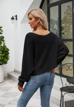 Load image into Gallery viewer, Solid Color One Shoulder Sweater - Black