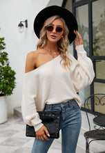 Load image into Gallery viewer, Solid Color One Shoulder Sweater - Ivory