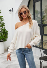 Load image into Gallery viewer, Solid Color One Shoulder Sweater - Ivory