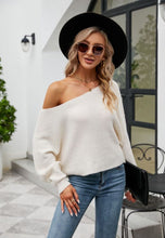 Load image into Gallery viewer, Solid Color One Shoulder Sweater - Ivory