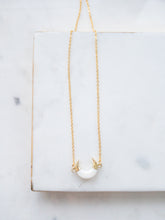 Load image into Gallery viewer, White Shell + Gold Horn Necklace