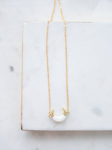 White Shell + Gold Horn Necklace