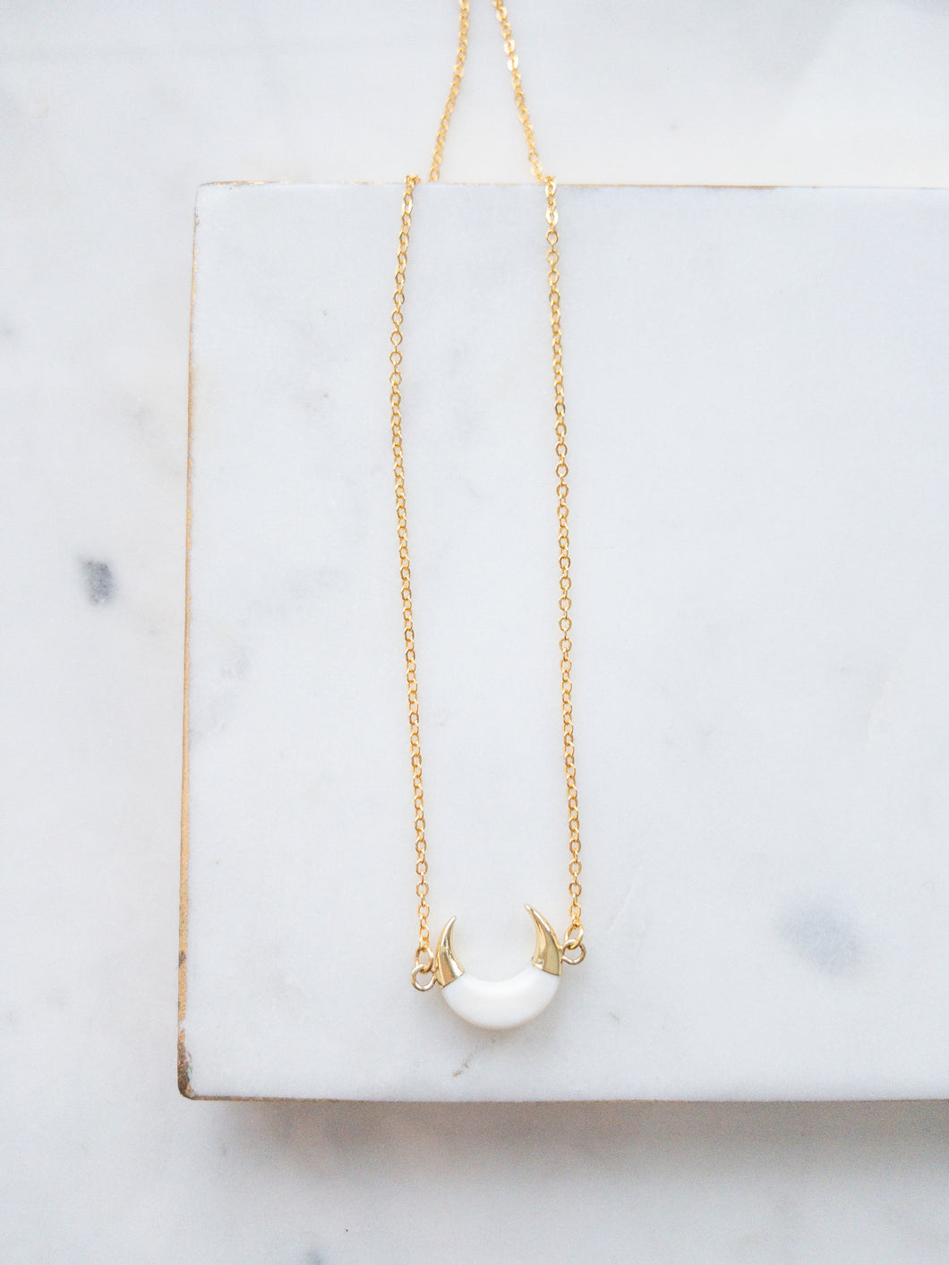 White Shell + Gold Horn Necklace