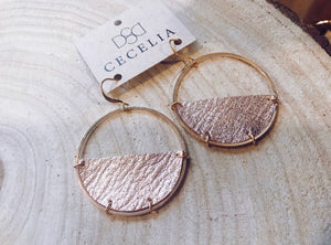 Half Moon Leather Earrings - Rose Gold