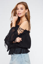Load image into Gallery viewer, Sadie Lace Up Ruffle Top