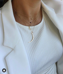 Thin Brass Crescent Necklace