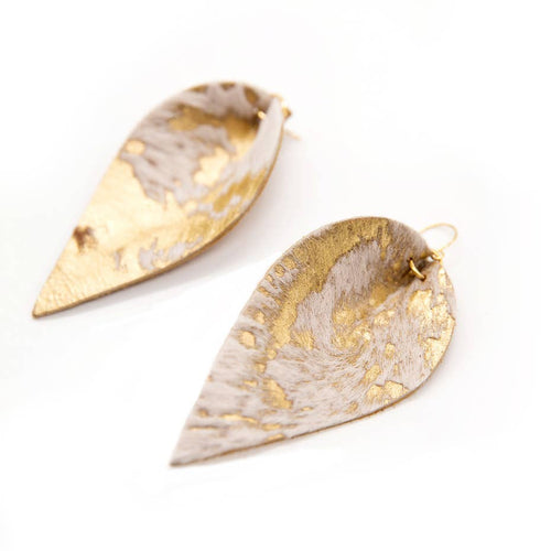 Gold Wash Leather Leaf Earrings