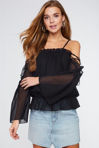 Sadie Lace Up Ruffle Top