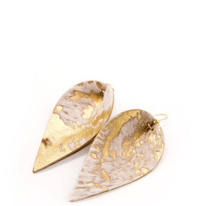 Gold Wash Leather Leaf Earrings