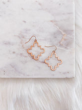 Load image into Gallery viewer, Rose Gold Quatrefoil Drop Earring