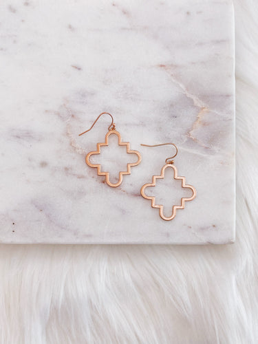 Rose Gold Quatrefoil Drop Earring