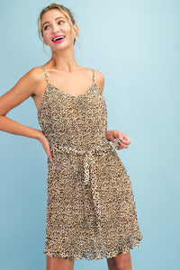 Pleated Leopard Mini Dress