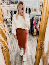 Load image into Gallery viewer, Satin Sunset Bias Cut Midi Skirt