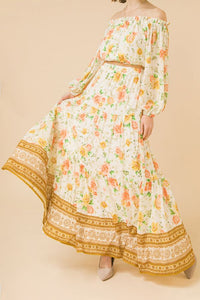 Boho Floral Woven Maxi Skirt