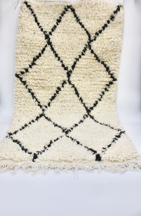 Moroccan Wool Rug - Black & White - Gueliz 3'3
