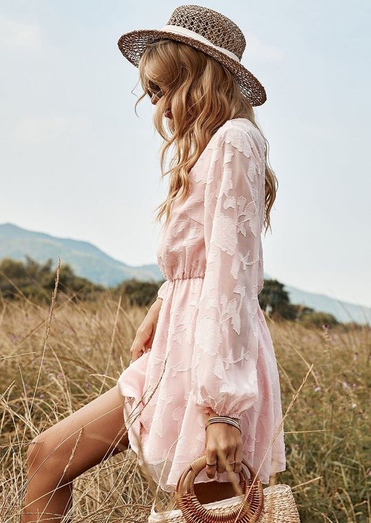Pastel Floral Embroidery Dress