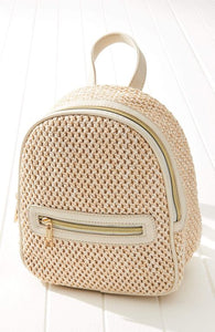 Minimalist Straw Backpack | Vegan Leather