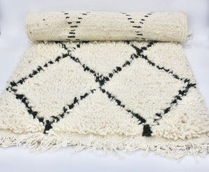 Moroccan Wool Rug - Black & White - Gueliz 3'3" x 1'9"