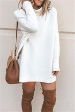 Load image into Gallery viewer, Mock Neck Tunic Sweater Dress - White