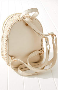 Minimalist Straw Backpack | Vegan Leather