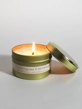 Load image into Gallery viewer, Lemongrass Coconut 4 oz Gold Tin Candle