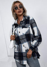 Load image into Gallery viewer, Wide Plaid Print Shacket - Black